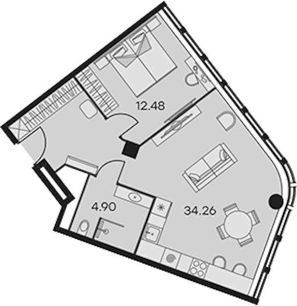 1-комнатная квартира 51.64 м², 13/15 эт., Апарт-отель «Апарт-отель 25-7 Заневский»